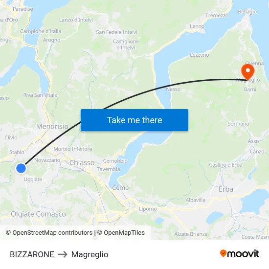 BIZZARONE to Magreglio map