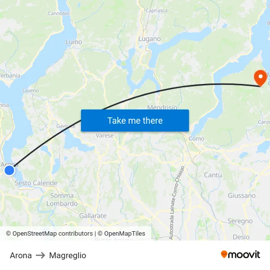 Arona to Magreglio map