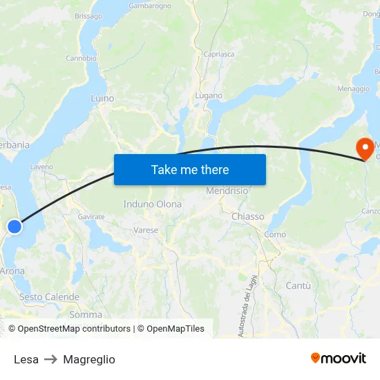 Lesa to Magreglio map
