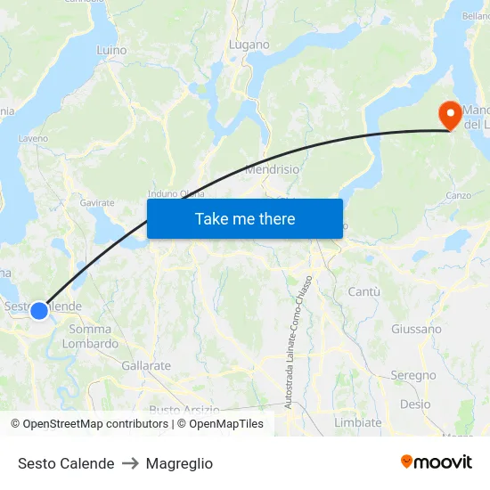 Sesto Calende to Magreglio map