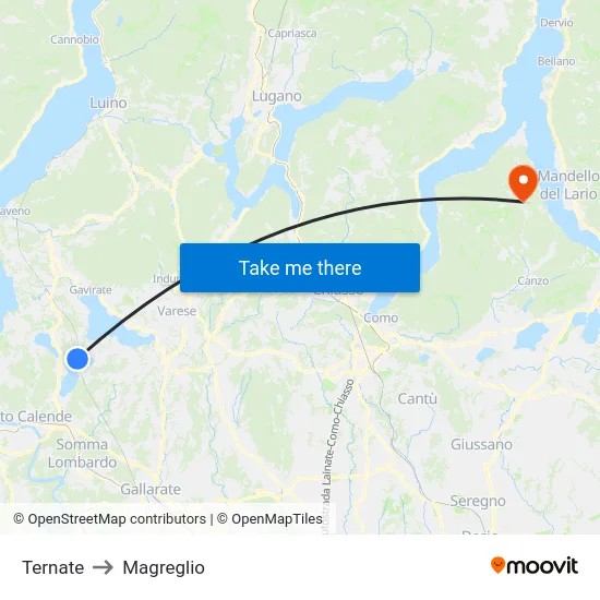 Ternate to Magreglio map