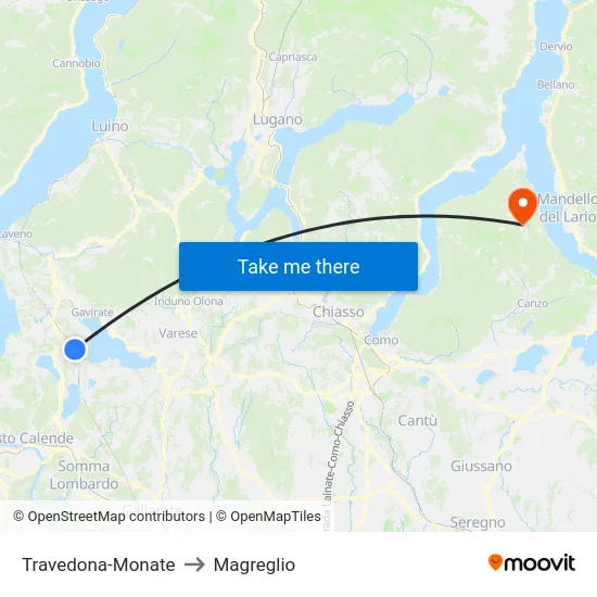 Travedona-Monate to Magreglio map