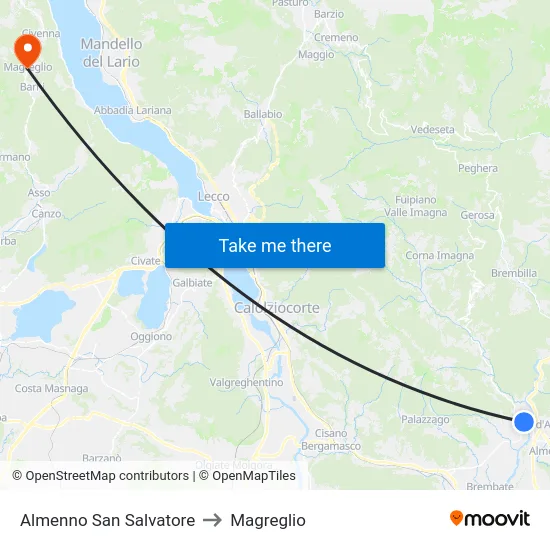Almenno San Salvatore to Magreglio map