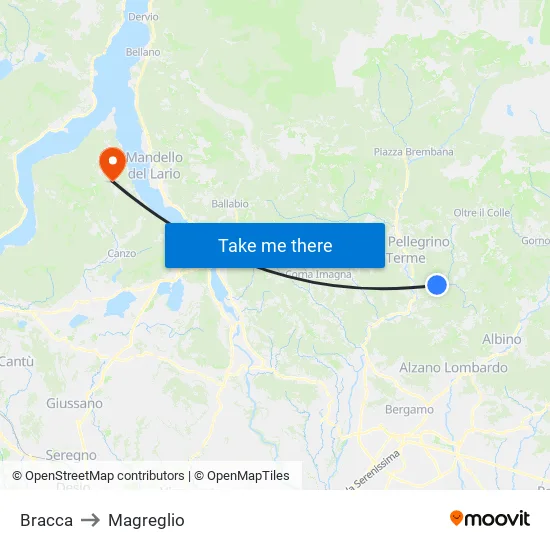 Bracca to Magreglio map