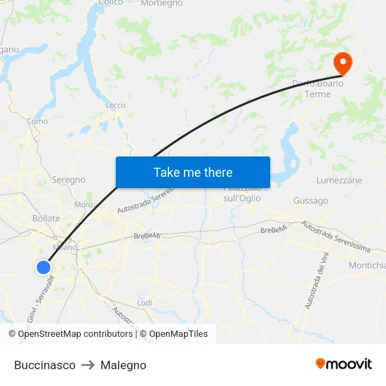 Buccinasco to Malegno map