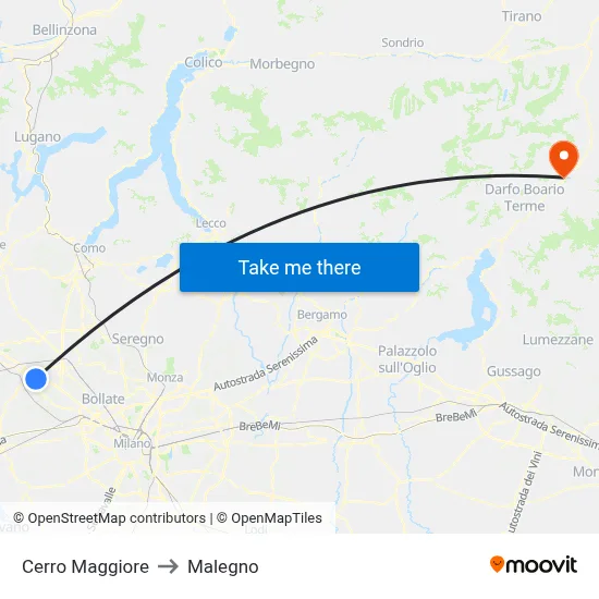 Cerro Maggiore to Malegno map