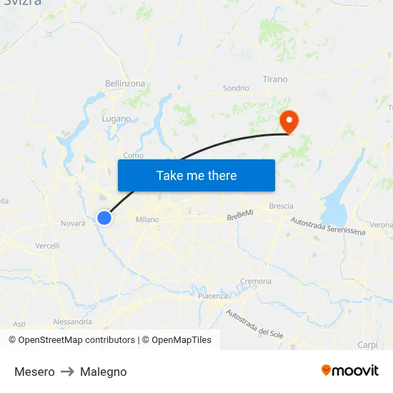 Mesero to Malegno map