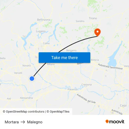 Mortara to Malegno map