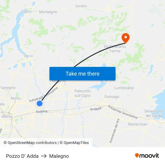 Pozzo D' Adda to Malegno map