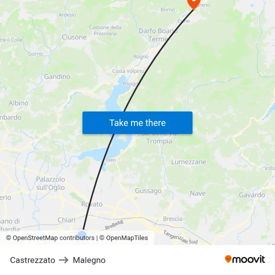 Castrezzato to Malegno map