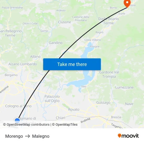 Morengo to Malegno map
