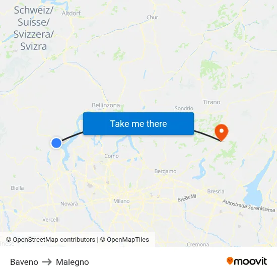 Baveno to Malegno map