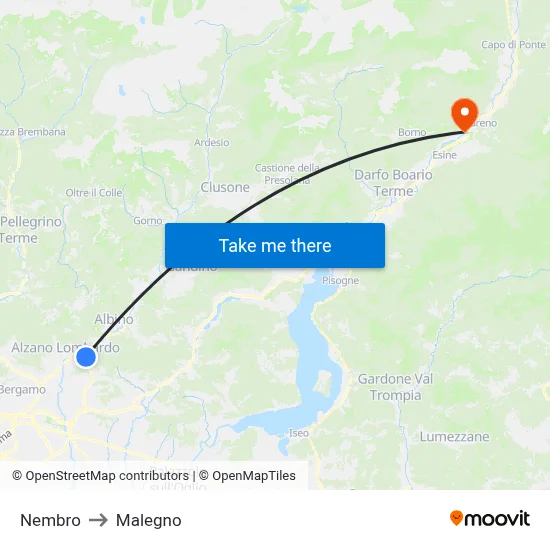 Nembro to Malegno map