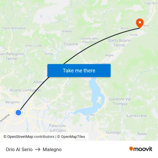 Orio Al Serio to Malegno map