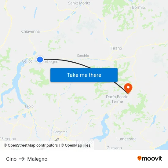 Cino to Malegno map