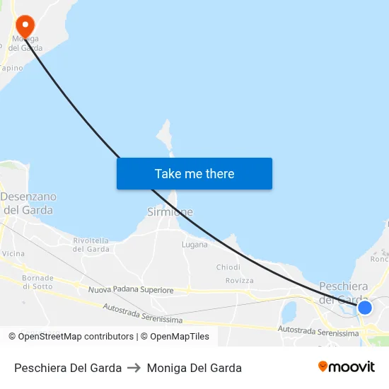 Peschiera Del Garda to Moniga Del Garda map