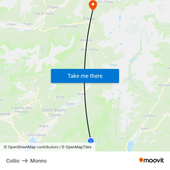 Collio to Monno map