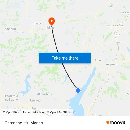 Gargnano to Monno map