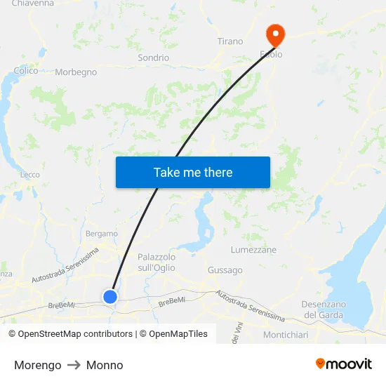 Morengo to Monno map