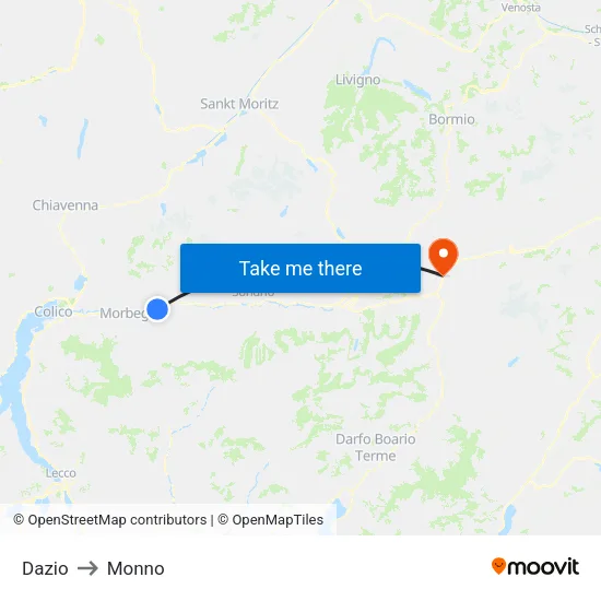 Dazio to Monno map