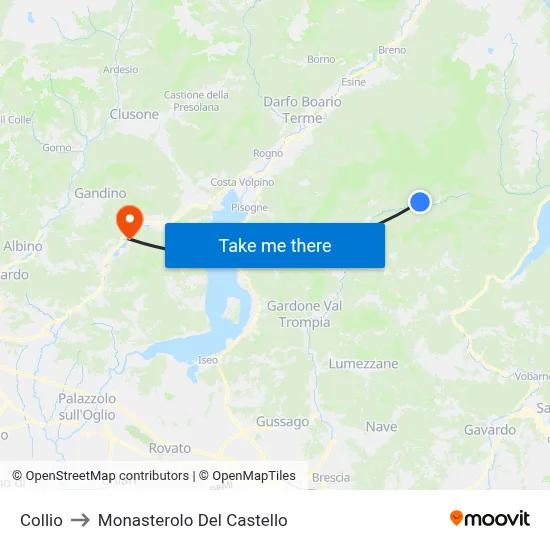 Collio to Monasterolo Del Castello map