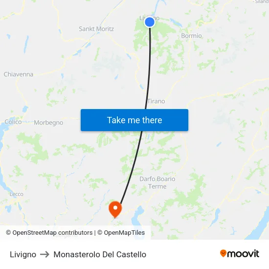 Livigno to Monasterolo Del Castello map
