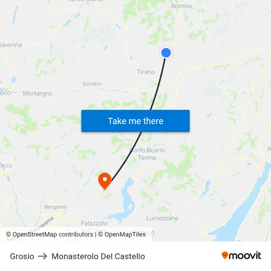 Grosio to Monasterolo Del Castello map