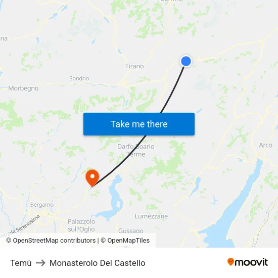 Temù to Monasterolo del Castello map
