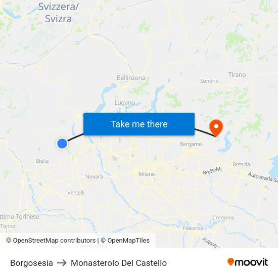 Borgosesia to Monasterolo Del Castello map