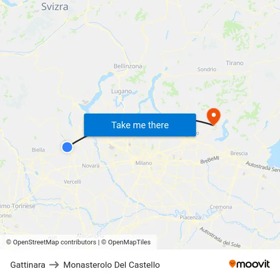 Gattinara to Monasterolo Del Castello map