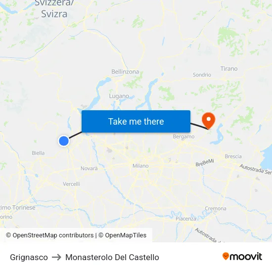 Grignasco to Monasterolo del Castello map