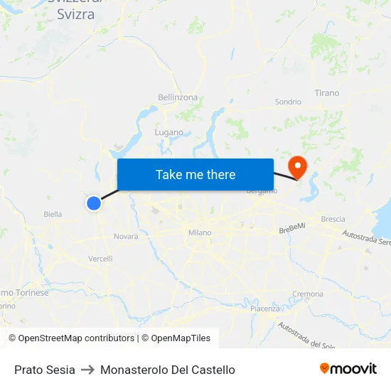 Prato Sesia to Monasterolo del Castello map