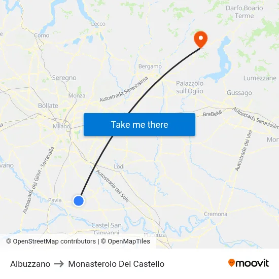 Albuzzano to Monasterolo Del Castello map