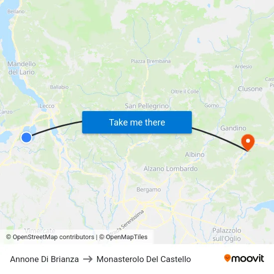 Annone Di Brianza to Monasterolo Del Castello map