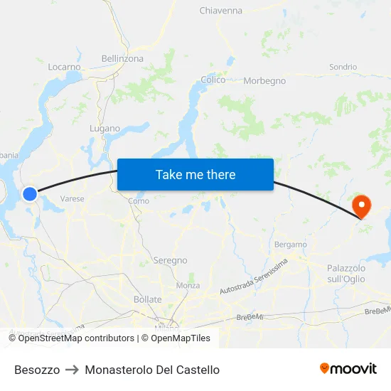 Besozzo to Monasterolo Del Castello map