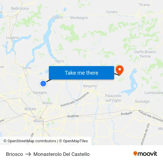 Briosco to Monasterolo Del Castello map