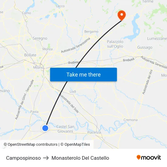 Campospinoso to Monasterolo Del Castello map