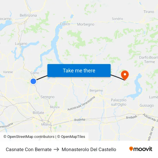 Casnate Con Bernate to Monasterolo Del Castello map