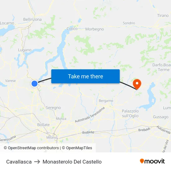 Cavallasca to Monasterolo del Castello map