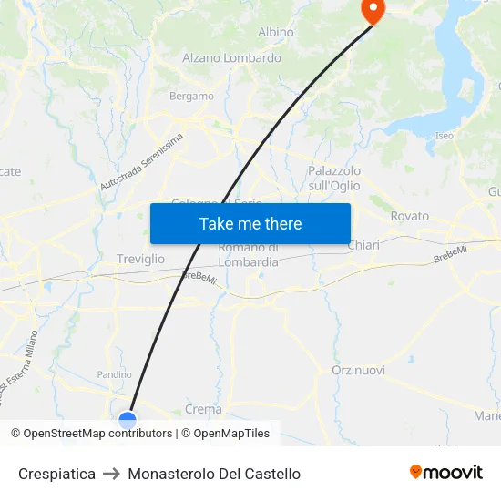 Crespiatica to Monasterolo del Castello map