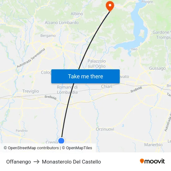 Offanengo to Monasterolo Del Castello map