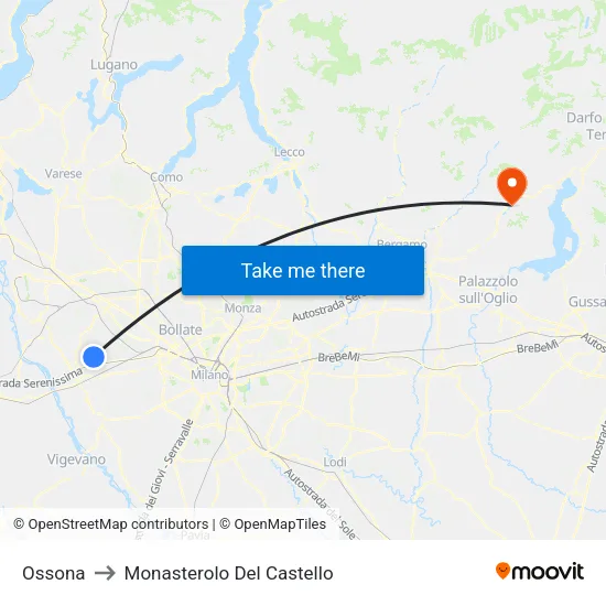 Ossona to Monasterolo Del Castello map