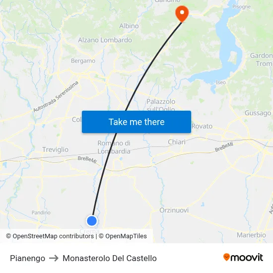 Pianengo to Monasterolo del Castello map