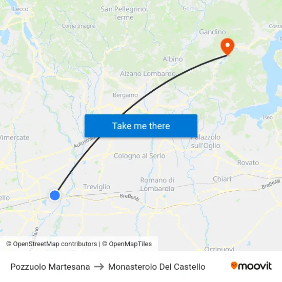 Pozzuolo Martesana to Monasterolo Del Castello map