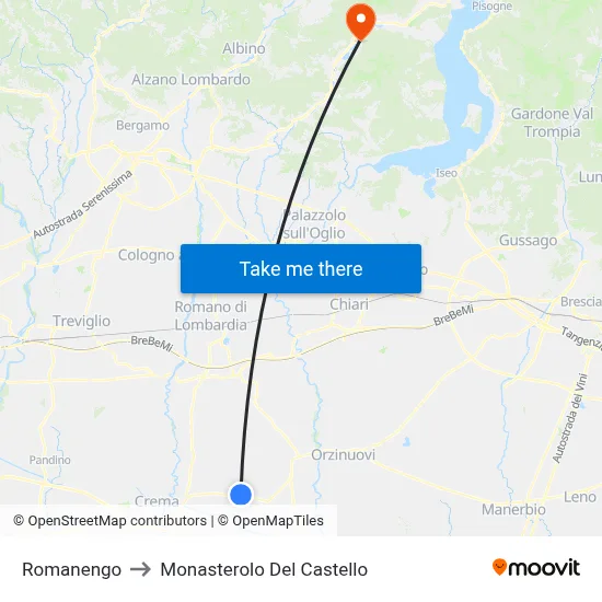 Romanengo to Monasterolo Del Castello map