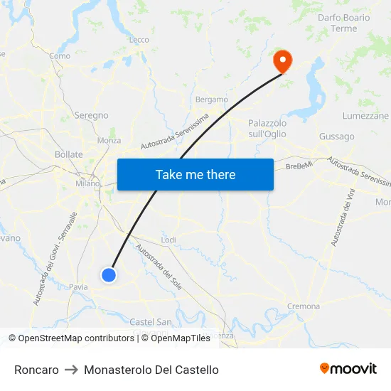 Roncaro to Monasterolo Del Castello map