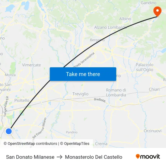 San Donato Milanese to Monasterolo Del Castello map