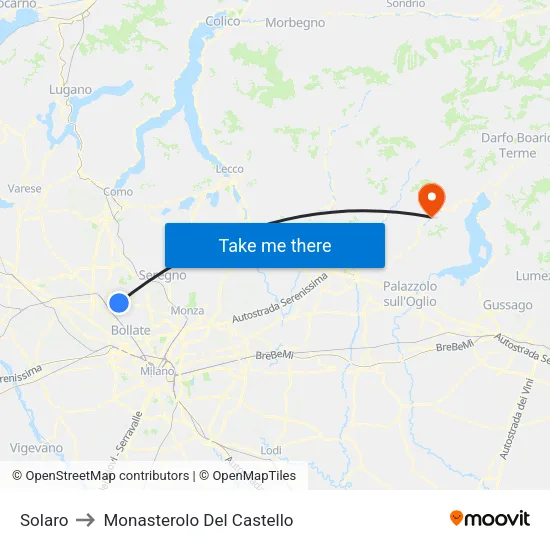 Solaro to Monasterolo Del Castello map