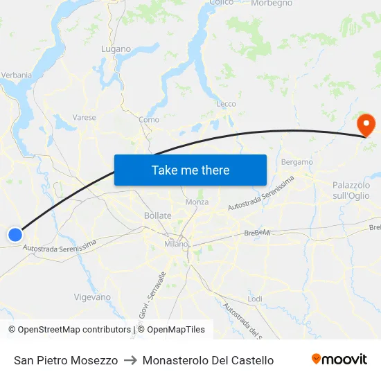 San Pietro Mosezzo to Monasterolo Del Castello map