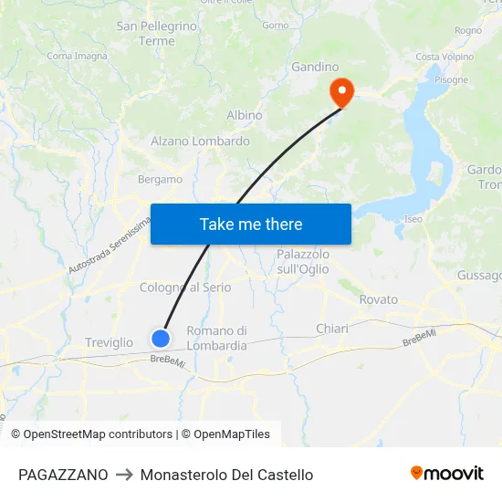 PAGAZZANO to Monasterolo Del Castello map